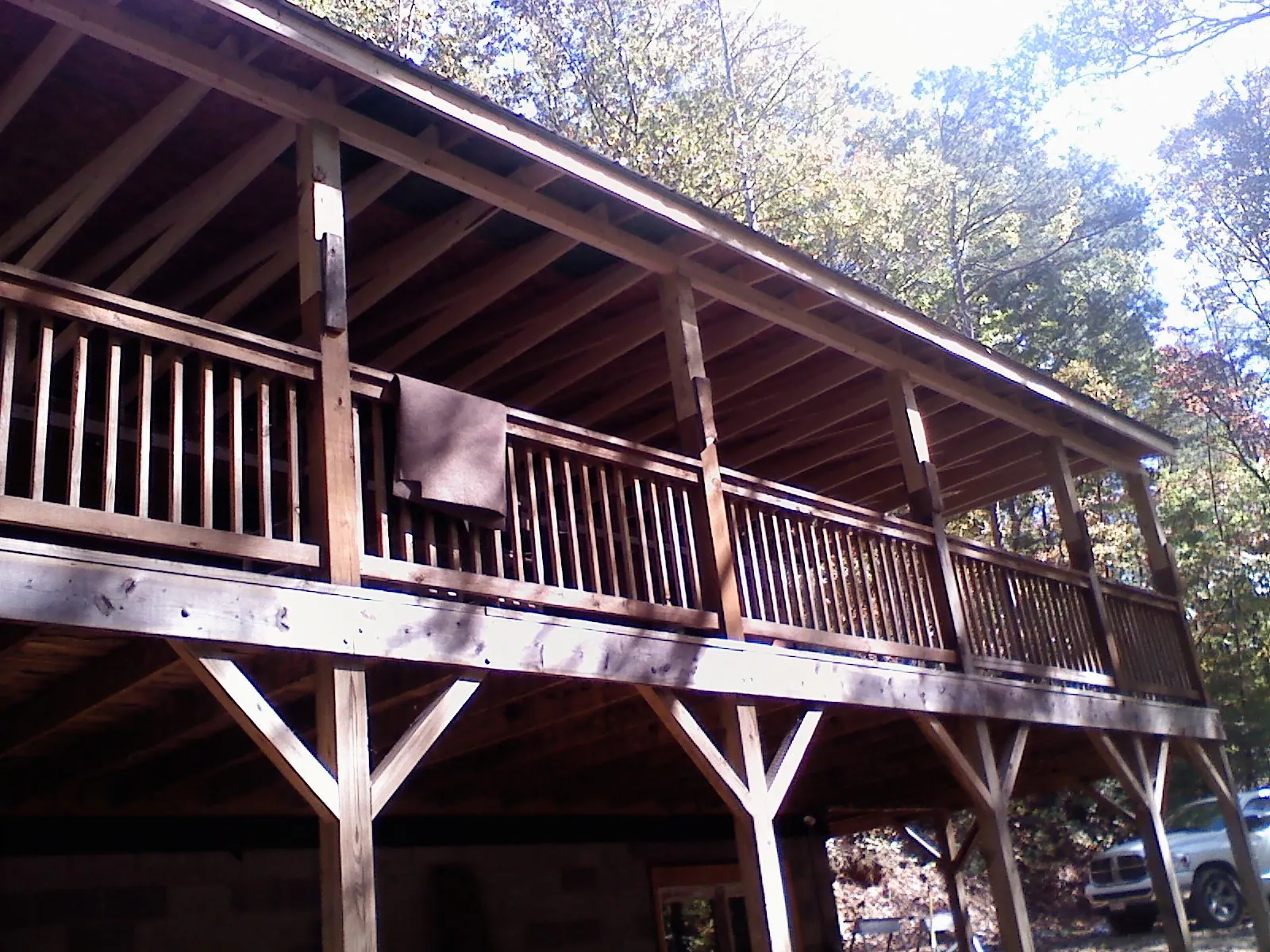 Timber framing under a new elevated porch and deck — Roof Leak Repair in Green Valley Lake by Roofing Brothers